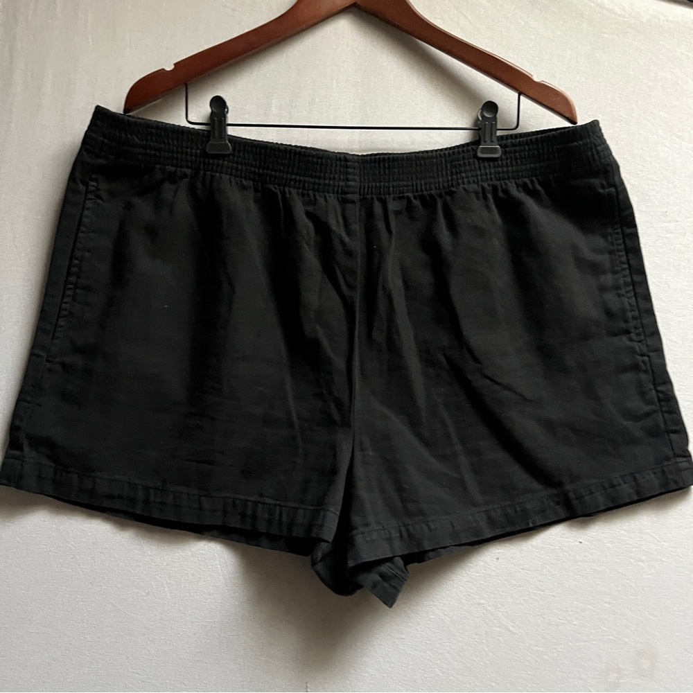 Wilfred Aritzia Cotton Linen Nova Black Elastic Waist Casual Shorts Sz 2XL
